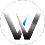 Logo with a stylized 'W' design on a white background

